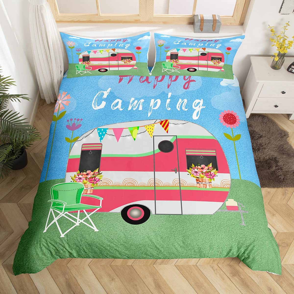 Outdoor Adventure America - Happy Camping Bett bezug Camper Bettwäsche
