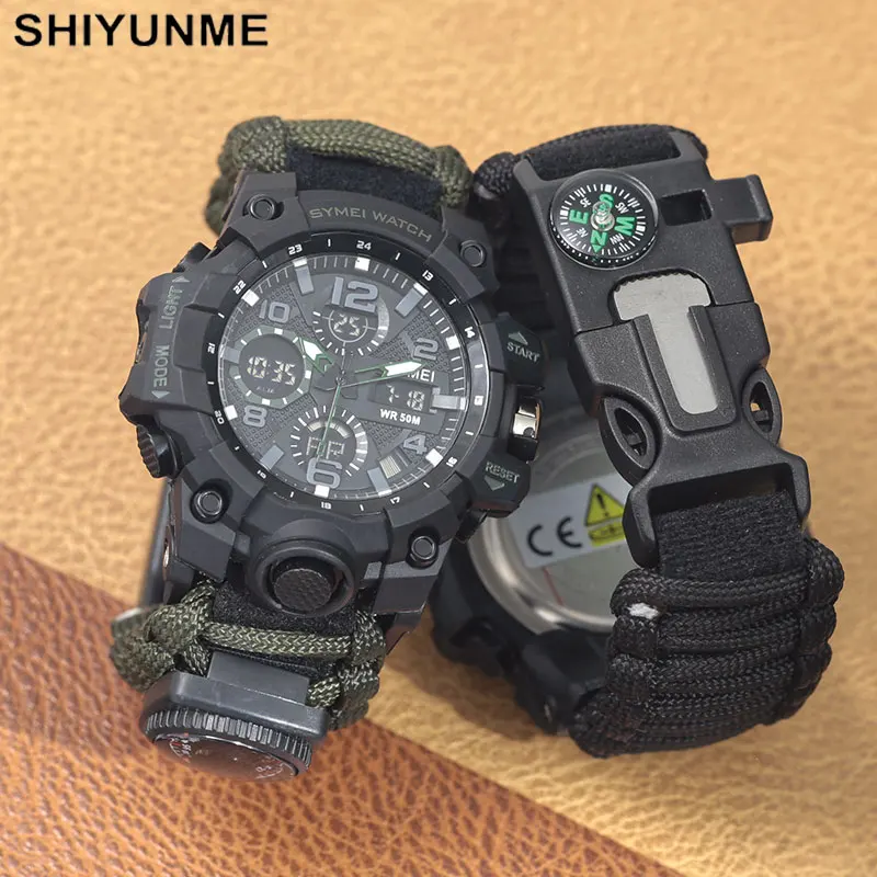Outdoor Adventure Watches - SHIYUNME Outdoor Survival Herrenuhr Multifunktionale wasserdichte