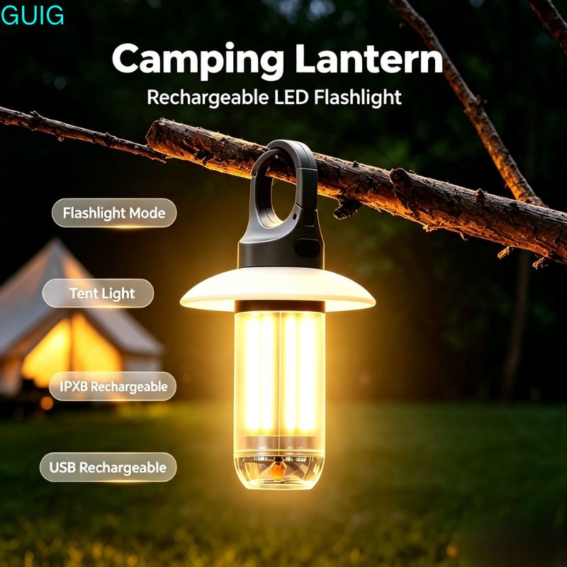 Outdoor Adventure Ni - LED wiederaufladbare Taschenlampe, Camping-Laterne, 5 Modi,